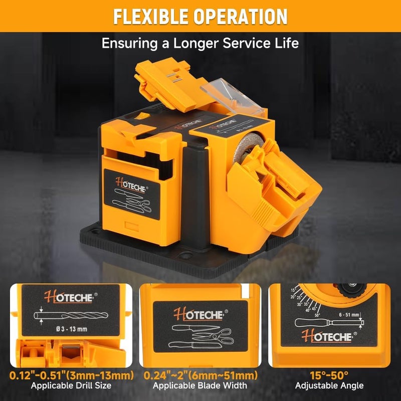 HOTECHE 3-in-1 Electric Multi-Functional Sharpener 65W Universal Sharpening Station Grinding Machine for Knives, Drills, Chisels, and Scissors - Image 4